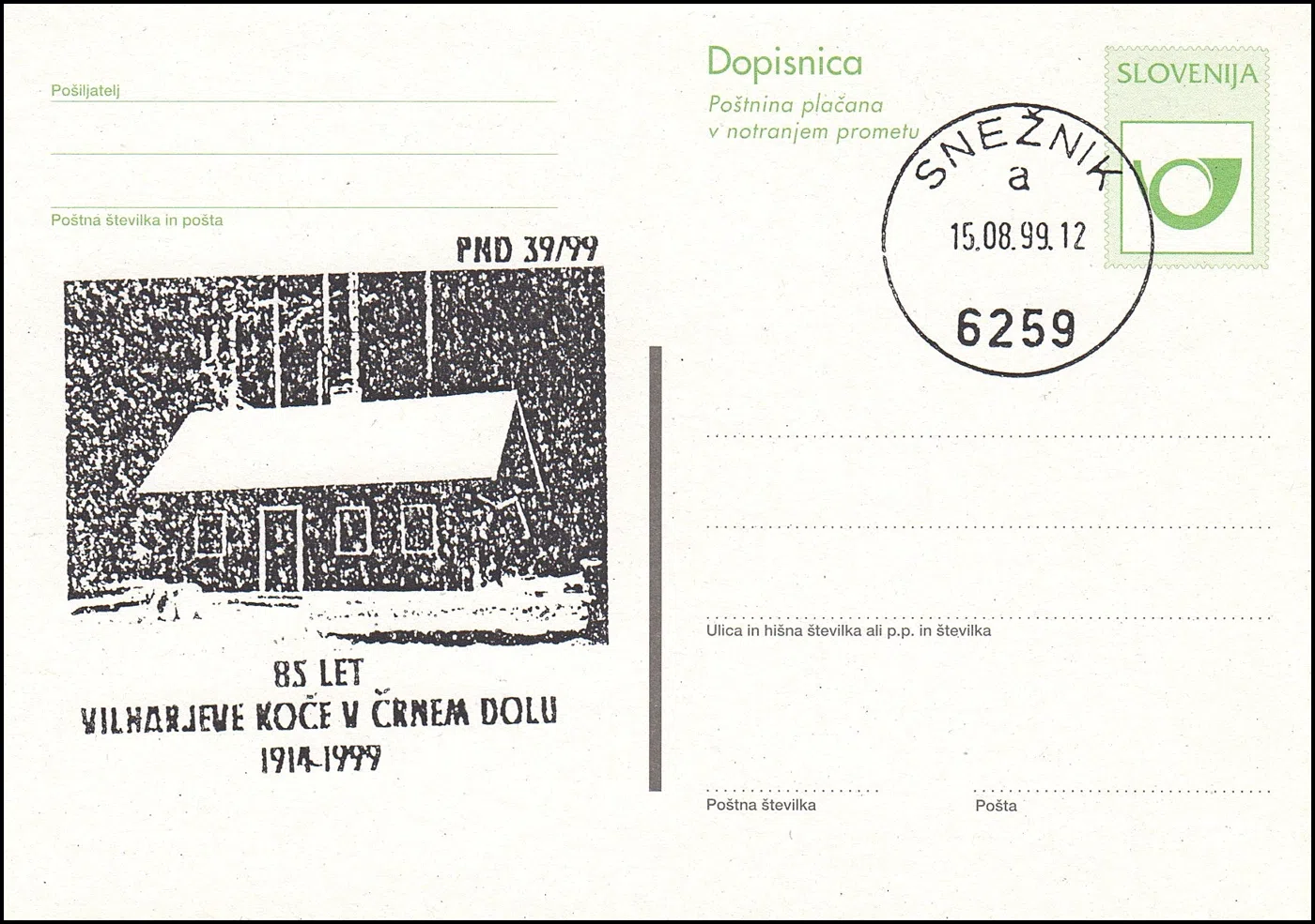 85 LET VILHARJEVE KOČE V ČRNEM DOLU 1914 - 1999